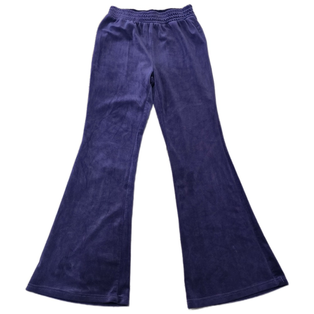 Charlotte Russe Purple Velour Flare Pants‎ Elastic Waist Bell Bottom Size Small